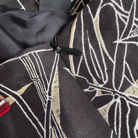 Dana Buchman Womens‎ Silk Linen Pants Size 6 Black Beige Bamboo Lined Zip Work - Picture 5 of 7